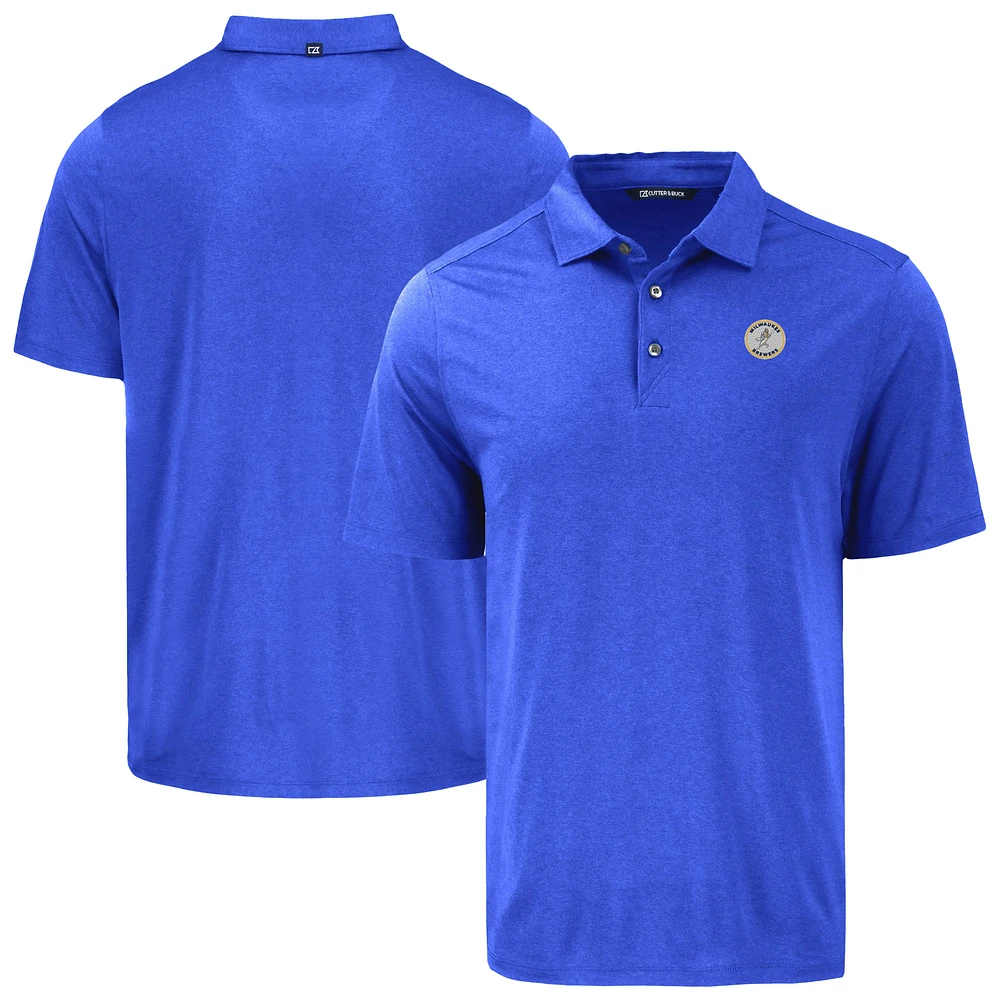 Men's Cutter & Buck Milwaukee Brewers Coastline Epic Comfort Eco Recycled Polo