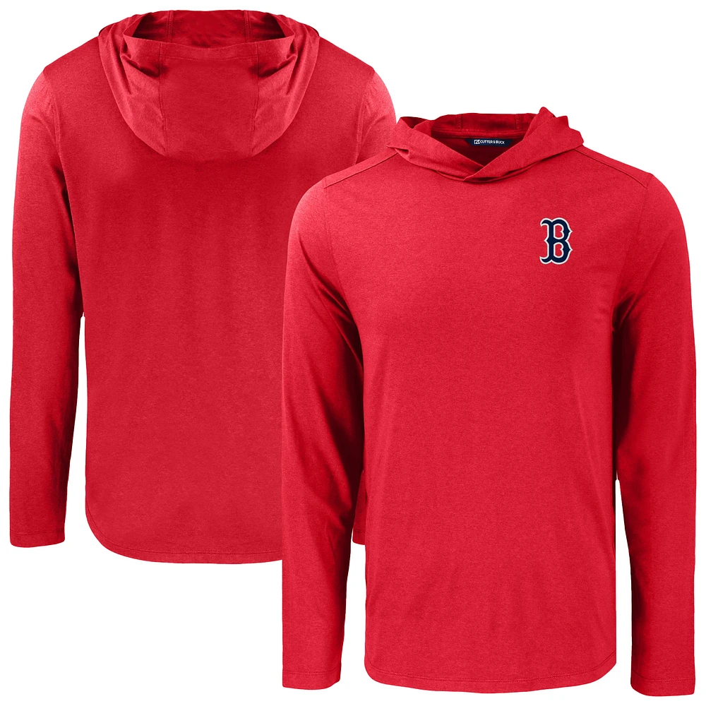 Men's Cutter & Buck Red Boston Sox Coastline Epic Comfort Recycled Eco Hoodie Long Sleeve T-Shirt