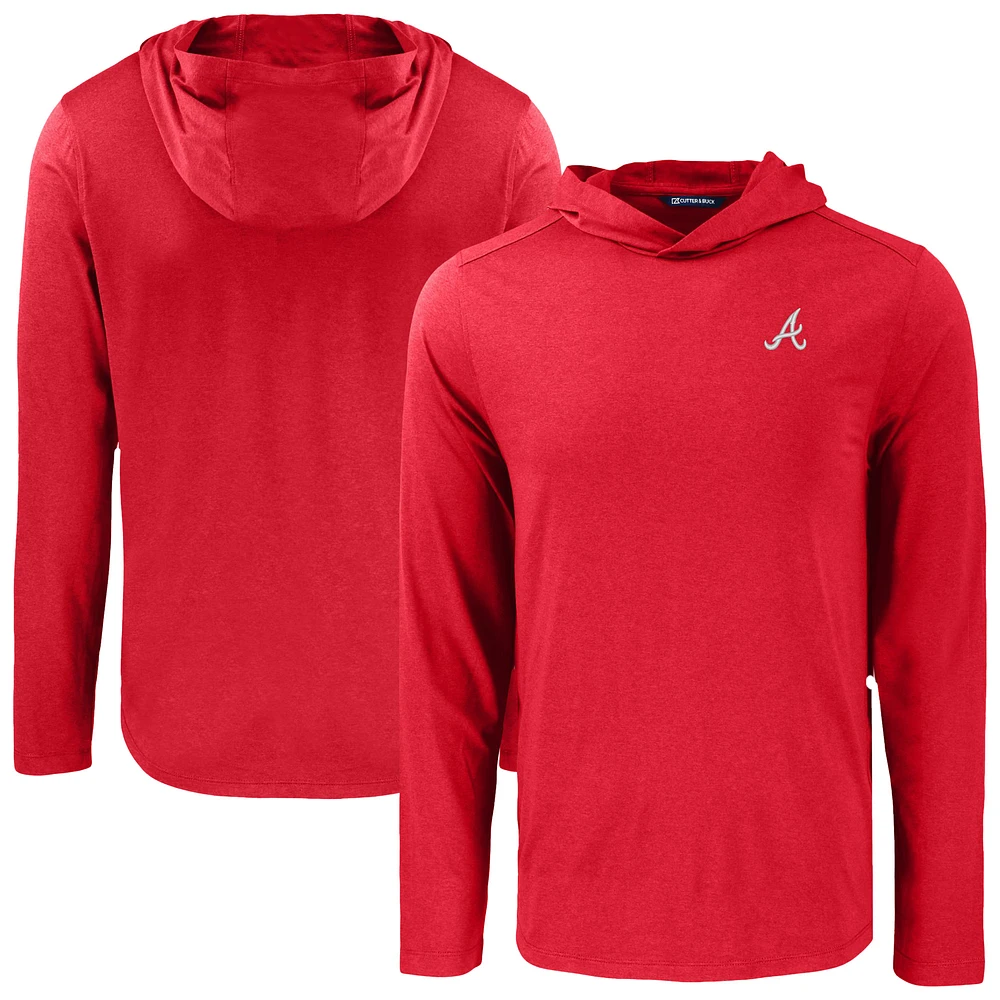 Men's Cutter & Buck Atlanta Braves Coastline Epic Comfort Recycled Eco Hoodie Long Sleeve T-Shirt