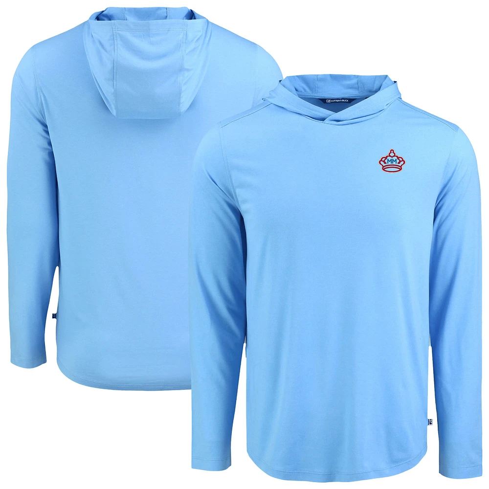 Men's Cutter & Buck Powder Blue Miami Marlins Coastline Epic Comfort Recycled Eco Hoodie Long Sleeve T-Shirt