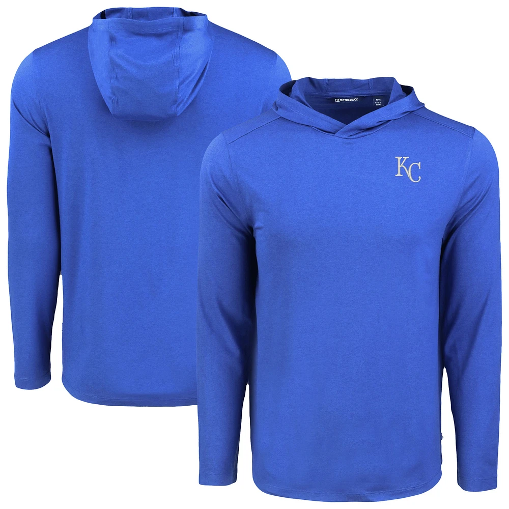 Men's Cutter & Buck Royal Kansas City Royals Coastline Epic Comfort Recycled Eco Hoodie Long Sleeve T-Shirt