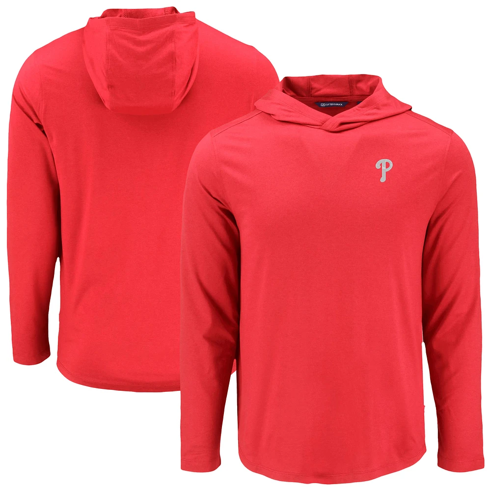 Men's Cutter & Buck Philadelphia Phillies Coastline Epic Comfort Recycled Eco Hoodie Long Sleeve T-Shirt