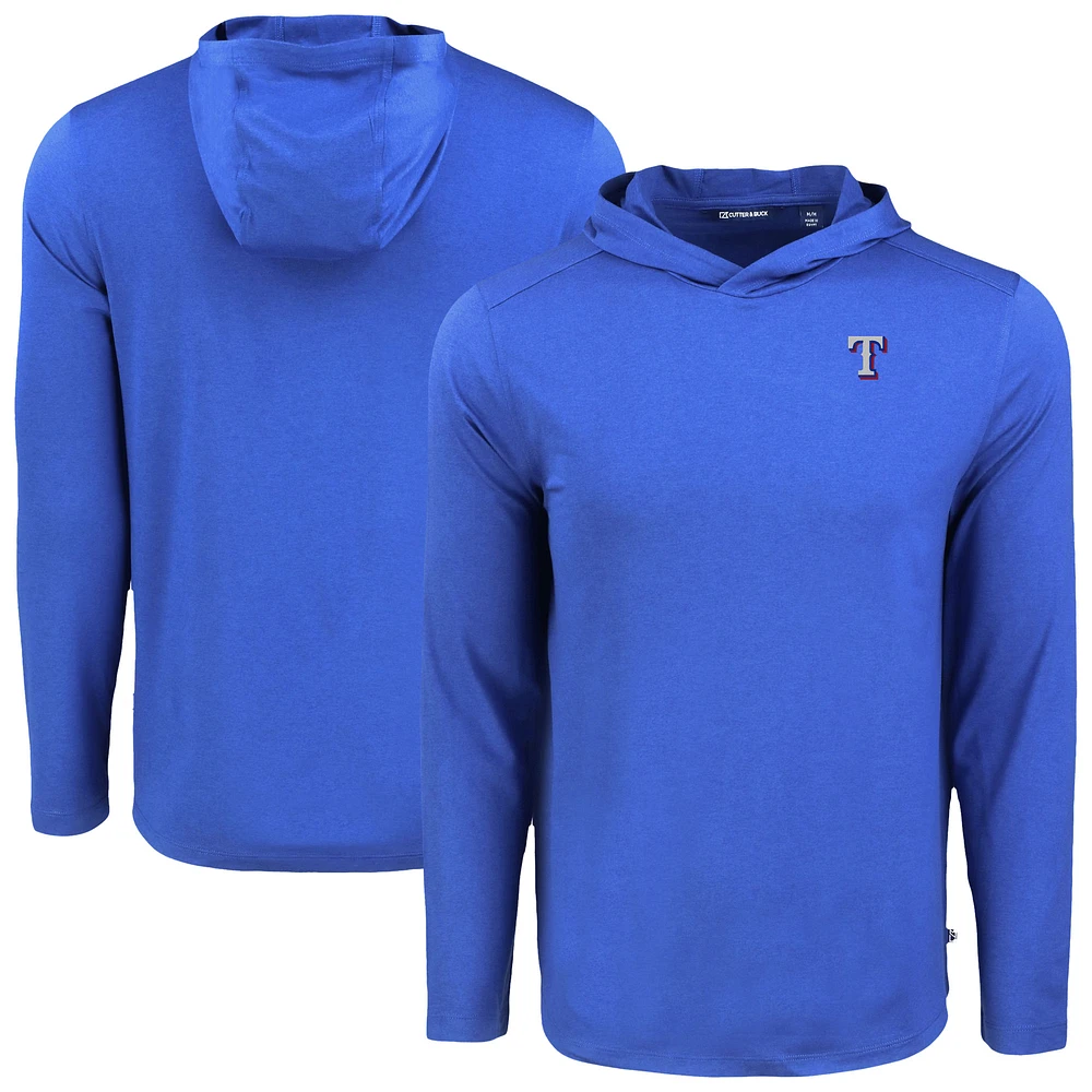 Men's Cutter & Buck Royal Texas Rangers Coastline Epic Comfort Recycled Eco Hoodie Long Sleeve T-Shirt