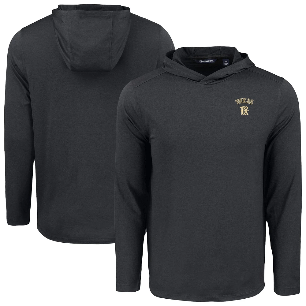 Men's Cutter & Buck Black Texas Rangers City Connect Coastline Epic Comfort Recycled Eco Hoodie Long Sleeve T-Shirt