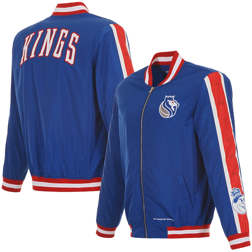 Men's JH Design Blue Sacramento Kings 2024/25 City Edition Full-Zip Nylon Bomber Jacket