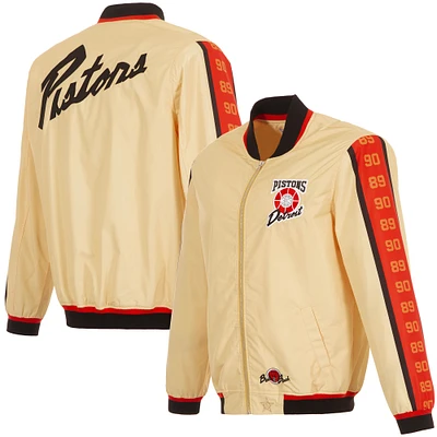 Men's JH Design Tan Detroit Pistons 2024/25 City Edition Full-Zip Nylon Bomber Jacket