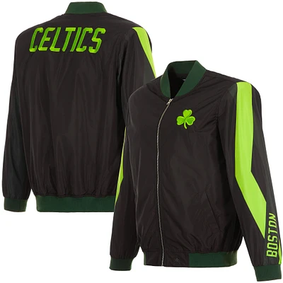 Men's JH Design Black Boston Celtics 2024/25 City Edition Full-Zip Nylon Bomber Jacket