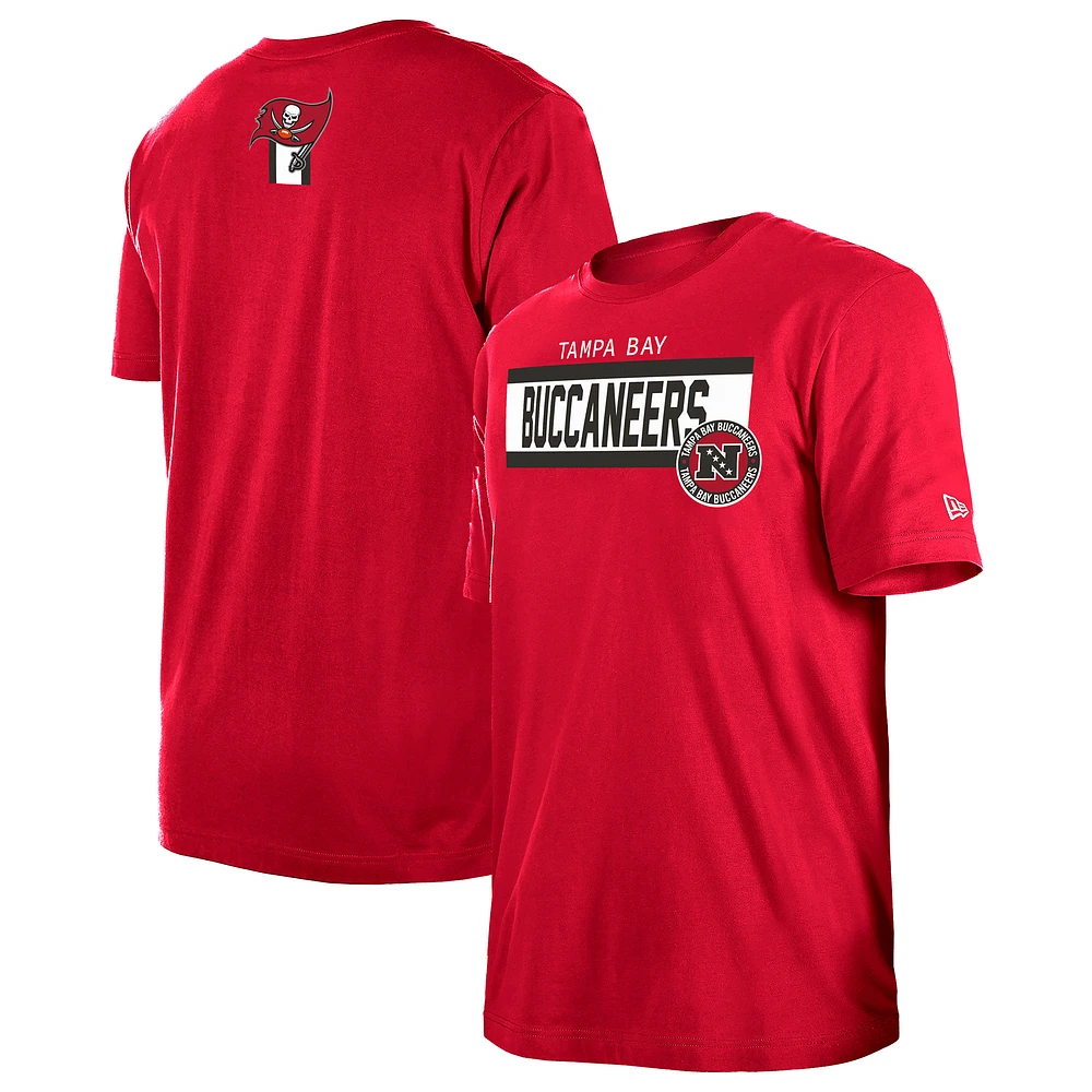 Men's New Era Red Tampa Bay Buccaneers 3rd Down High Density Print T-Shirt