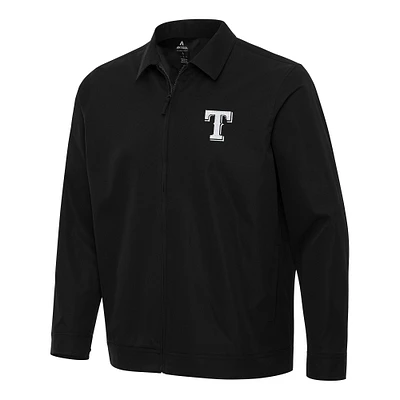 Men's Antigua Black Texas Rangers Pivot Full-Zip Jacket