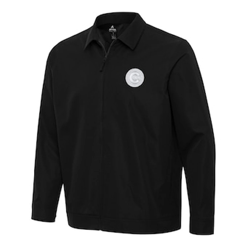 Men's Antigua Black Chicago Cubs Pivot Full-Zip Jacket
