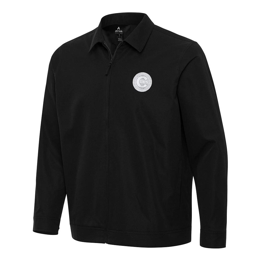 Men's Antigua Black Chicago Cubs Pivot Full-Zip Jacket