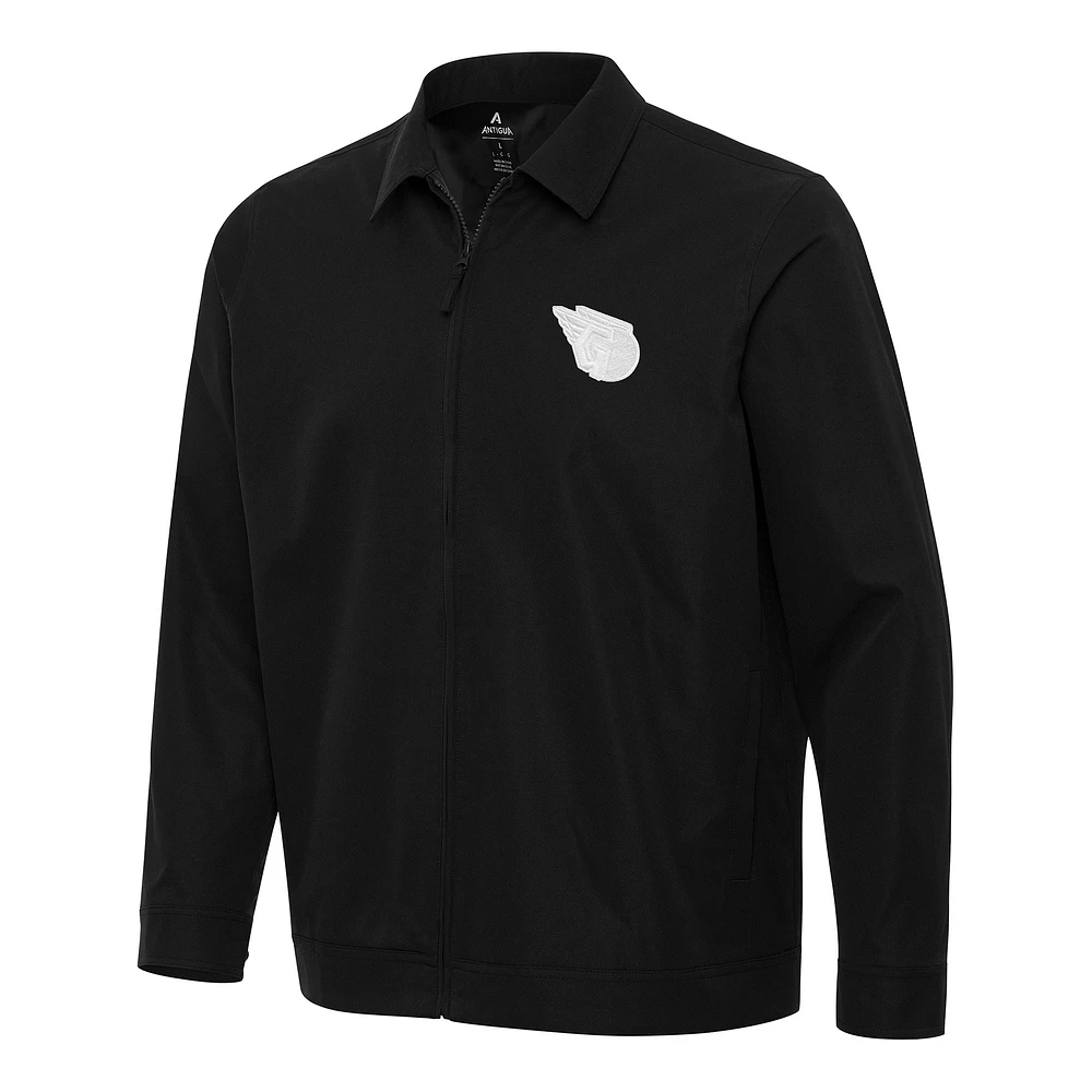 Men's Antigua Black Cleveland Guardians Pivot Full-Zip Jacket