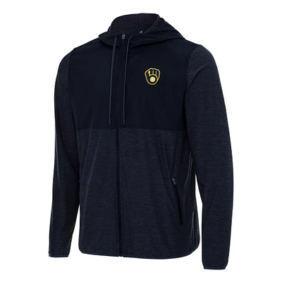 Men's Antigua Navy Milwaukee Brewers Sway Full-Zip Hoodie