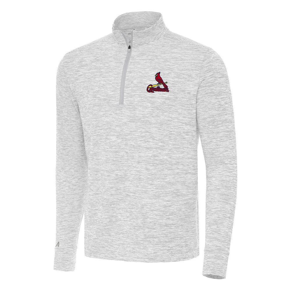 Men's Antigua Gray/White St. Louis Cardinals Cause Quarter-Zip Top