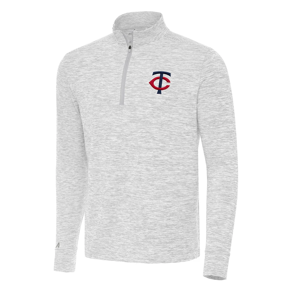 Men's Antigua Gray/White Minnesota Twins Cause Quarter-Zip Top