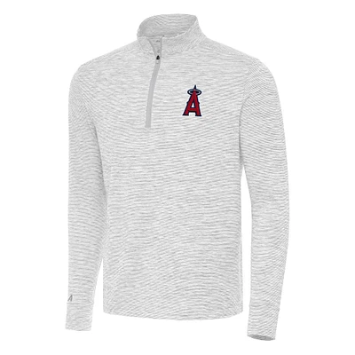 Men's Antigua Gray/White Los Angeles Angels Cause Quarter-Zip Top