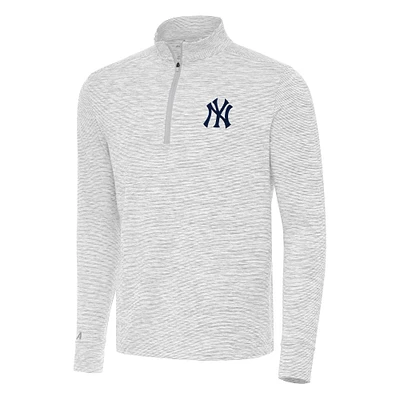 Men's Antigua Gray/White New York Yankees Cause Quarter-Zip Top