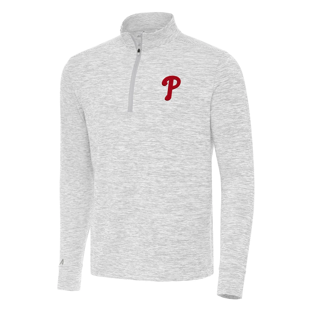 Men's Antigua Gray/White Philadelphia Phillies Cause Quarter-Zip Top