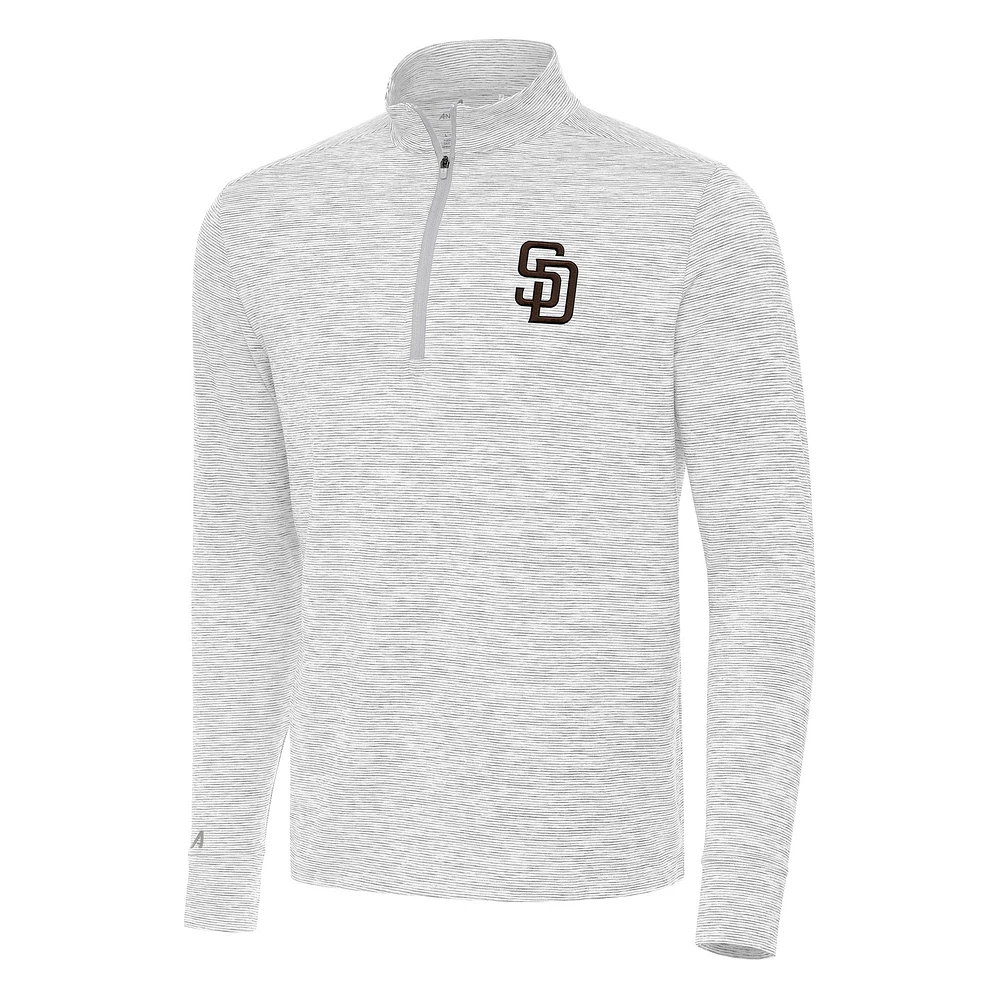 Men's Antigua Gray/White San Diego Padres Cause Quarter-Zip Top