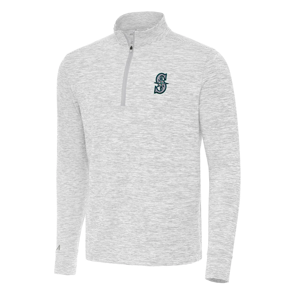 Men's Antigua Gray/White Seattle Mariners Cause Quarter-Zip Top