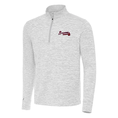 Men's Antigua Gray/White Atlanta Braves Cause Quarter-Zip Top