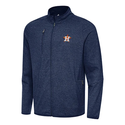 Men's Antigua Heather Navy Houston Astros Hold-Up Tri-Blend Full-Zip Jacket