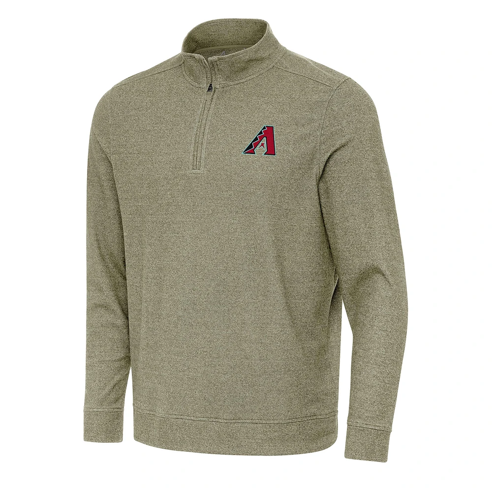 Men's Antigua Heather Olive Arizona Diamondbacks Subtle Quarter-Zip Sweatshirt