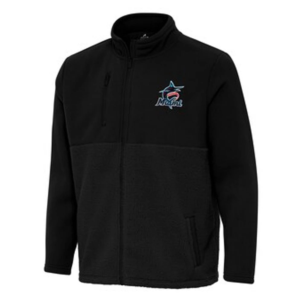Men's Antigua Black Miami Marlins Daily Fused Full-Zip Jacket