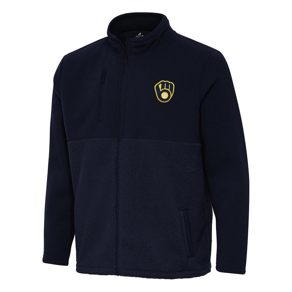 Men's Antigua Navy Milwaukee Brewers Daily Fused Full-Zip Jacket
