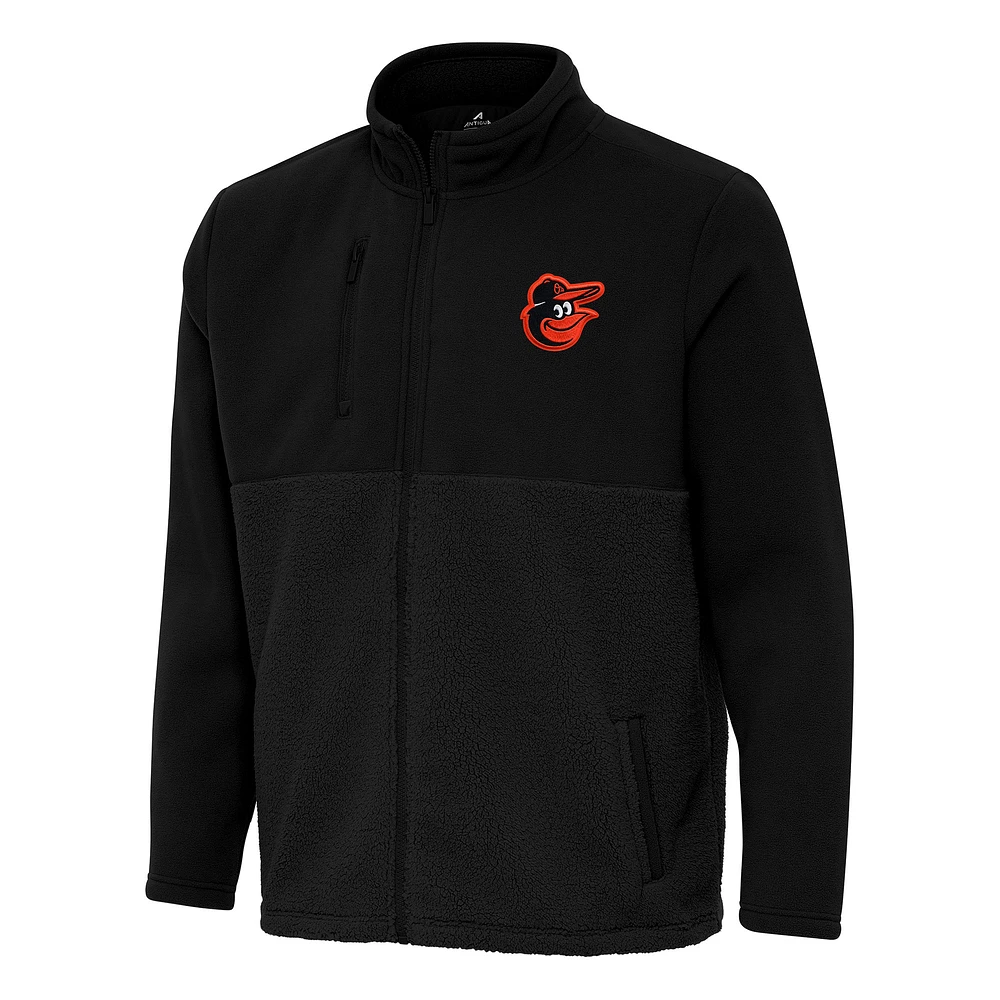 Men's Antigua Black Baltimore Orioles Daily Fused Full-Zip Jacket
