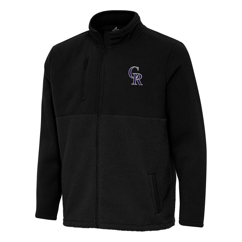 Men's Antigua Black Colorado Rockies Daily Fused Full-Zip Jacket