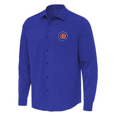 Men's Antigua Royal Chicago Cubs Exposure Long Sleeve Button-Up Shirt