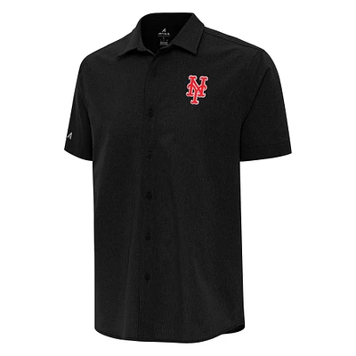 Men's Antigua Black New York Mets Activate Button-Up Shirt