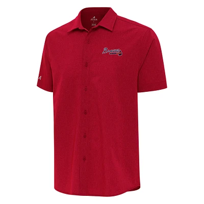 Men's Antigua Red Atlanta Braves Activate Button-Up Shirt
