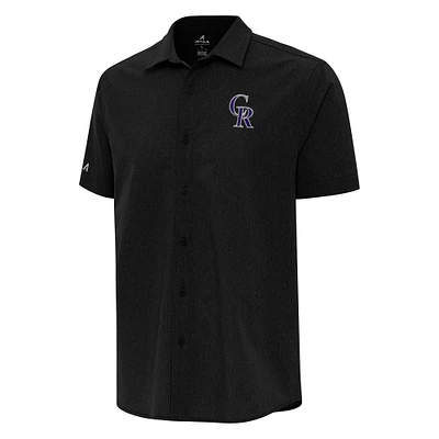 Men's Antigua Black Colorado Rockies Activate Button-Up Shirt