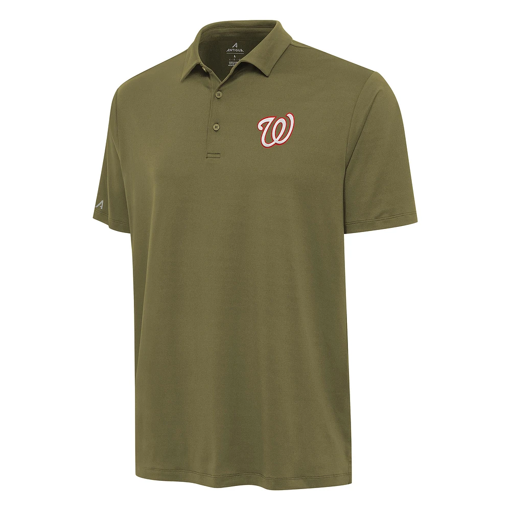 Men's Antigua Olive Washington Nationals Reprocess Polo