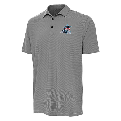 Men's Antigua Black/White Miami Marlins Twine Polo