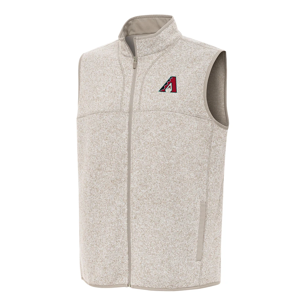 Men's Antigua Oatmeal Arizona Diamondbacks Fortune Full-Zip Vest