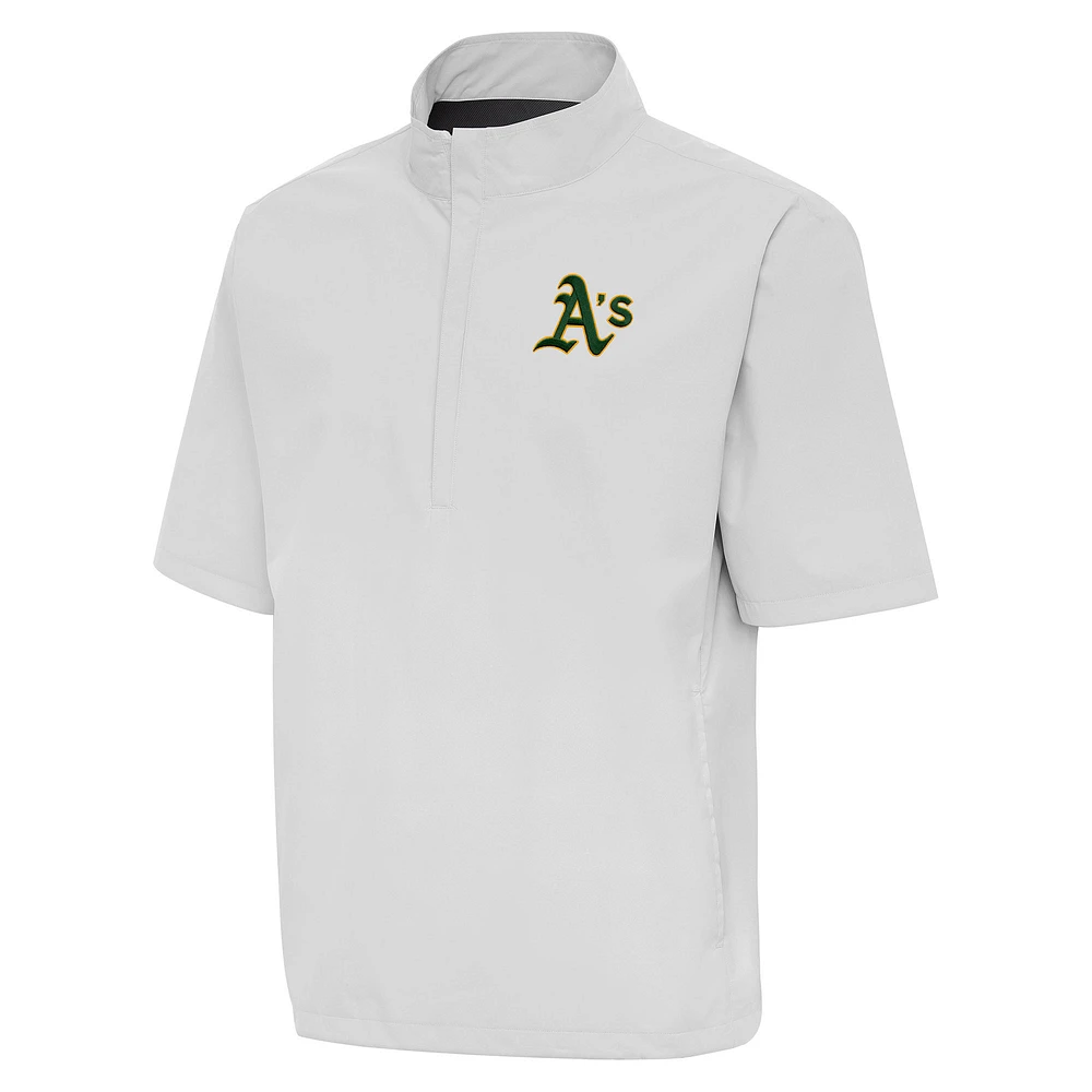 Men's Antigua Heather Gray Athletics Brisk Quarter-Zip Wind Shirt
