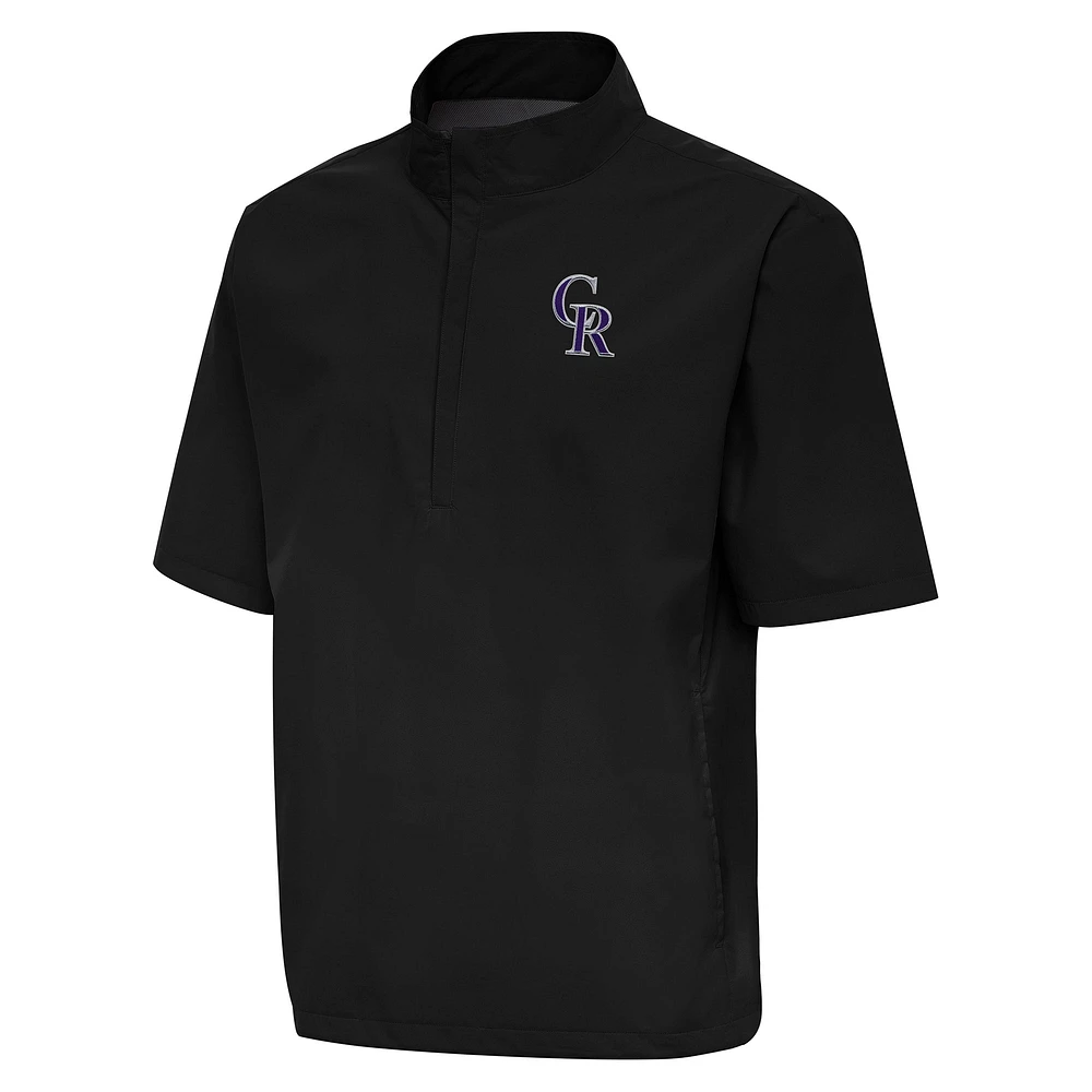 Men's Antigua Black Colorado Rockies Brisk Quarter-Zip Wind Shirt