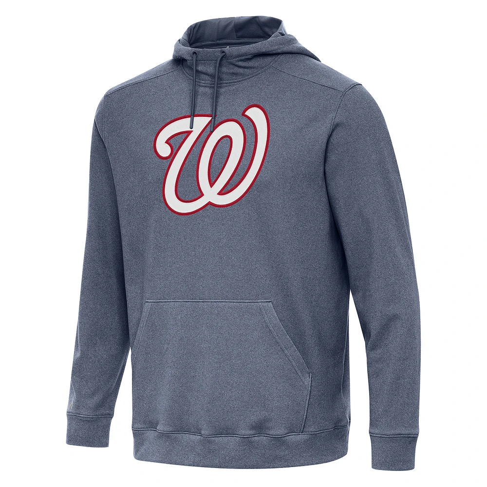 Men's Antigua Heather Navy Washington Nationals Cloud Pullover Hoodie