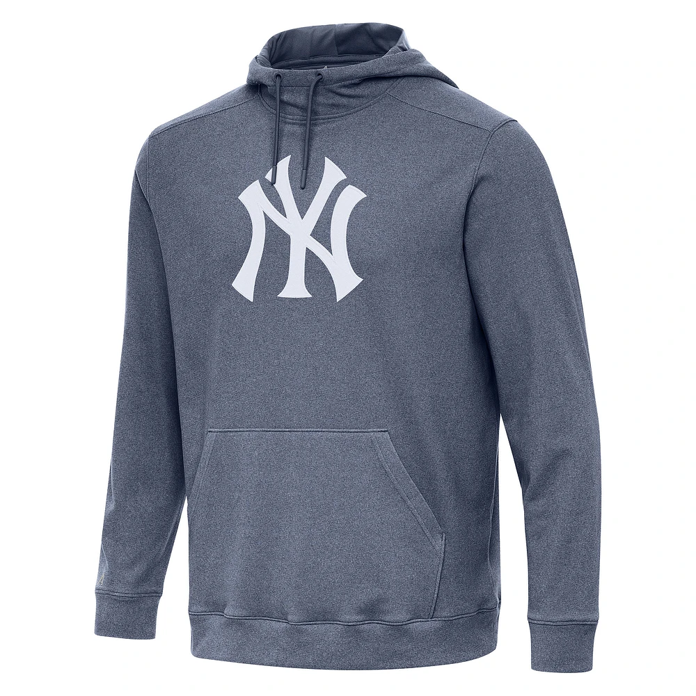Men's Antigua Heather Navy New York Yankees Cloud Pullover Hoodie