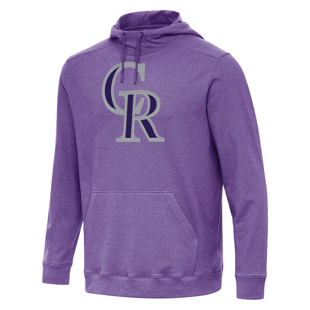 Men's Antigua Heather Purple Colorado Rockies Cloud Pullover Hoodie