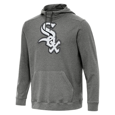 Men's Antigua Heather Black Chicago White Sox Cloud Pullover Hoodie