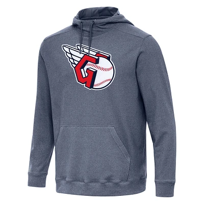 Men's Antigua Heather Navy Cleveland Guardians Cloud Pullover Hoodie