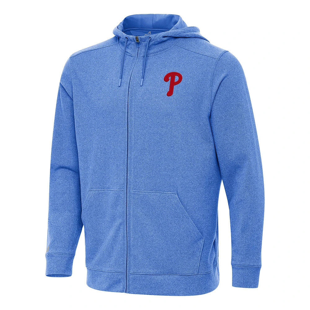 Men's Antigua Heather Royal Philadelphia Phillies Effortless Full-Zip Hooded Jacket