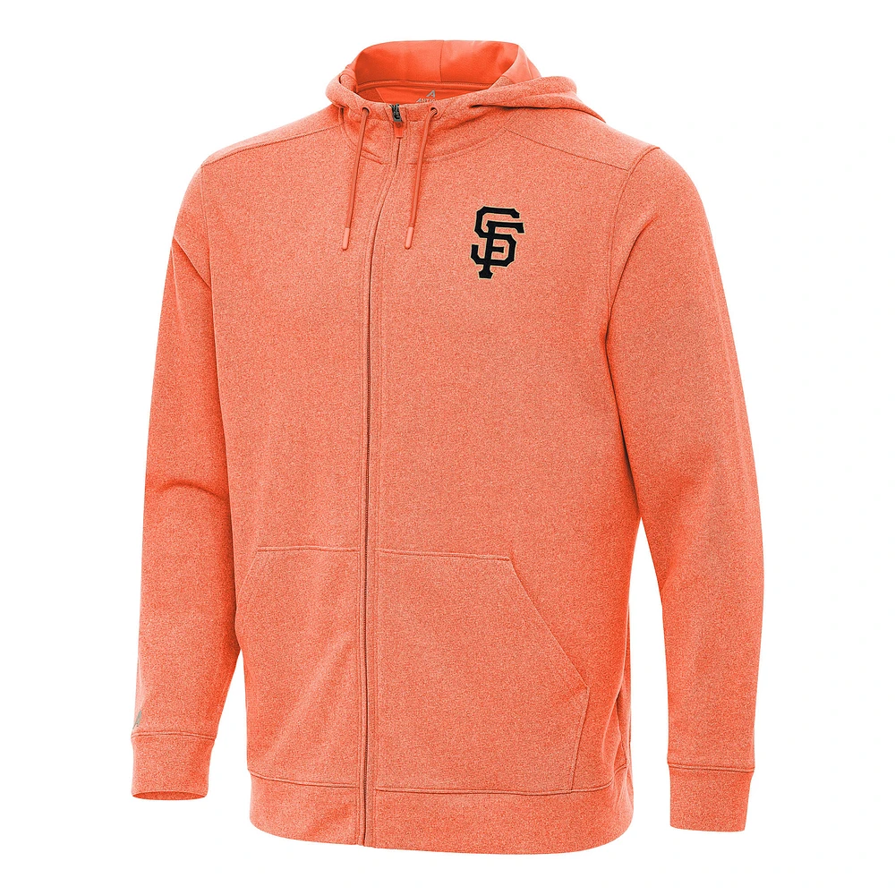 Men's Antigua Heather Orange San Francisco Giants Effortless Full-Zip Hooded Jacket