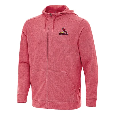 Men's Antigua Heather Red St. Louis Cardinals Effortless Full-Zip Hooded Jacket