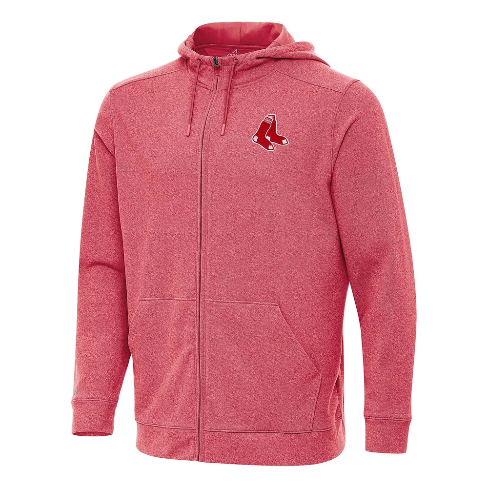 Men's Antigua Heather Red Boston Sox Effortless Full-Zip Hooded Jacket