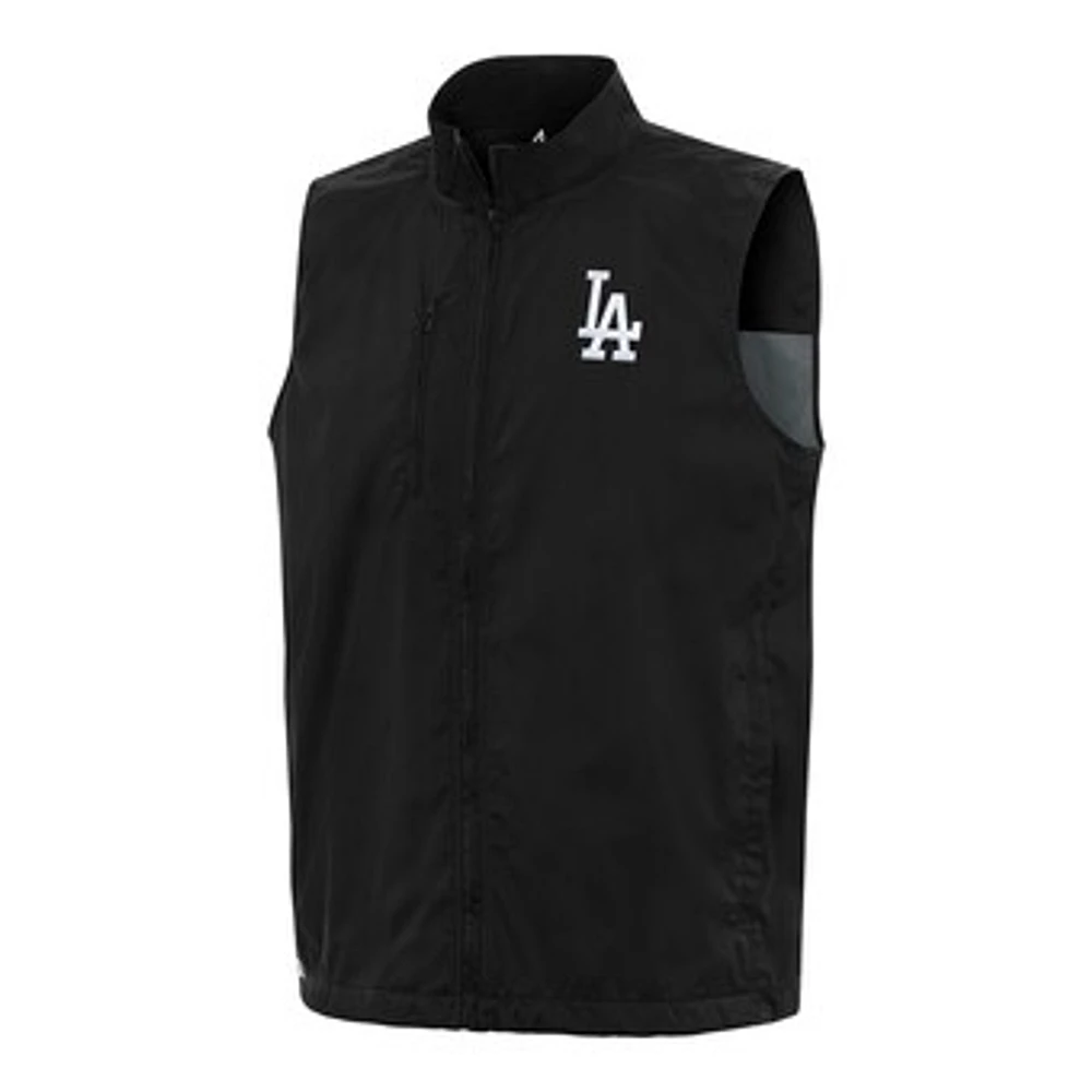 Men's Antigua Black Los Angeles Dodgers Brisk Full-Zip Vest